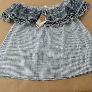 Top Entro brand new with tags blk/wht check fringe cape collar sz/m cute NWT